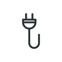 Vector sign of the Plug Cable symbol is isolated on a white background. Plug Cable icon color editable.
