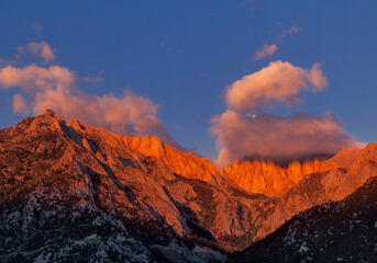 USA, California, Sierra Nevada Mountains. Mount Whitney at sunrise.
