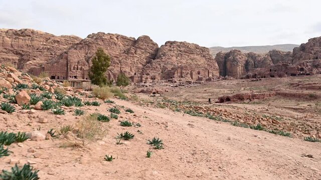 Stunning view of the ancient city of Petra. Petra is a historic and archaeological city in southern Jordan.