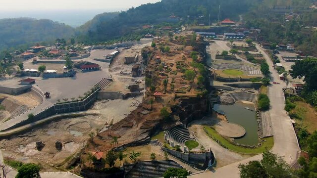 Breksi Cliff Park or Tebing Breksi Jogja, Yogyakarta, Indonesia. Aerial drone view