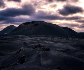 Sunset on a volcano in the Canary Islands