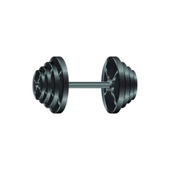 3d realistic perspective view fitness vector of black iron loadable dumbbells on white background.