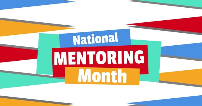 Vector image of national mentoring month text with colorful pattern against white background