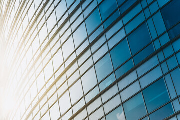 Round modern office building - glass wall - close-up