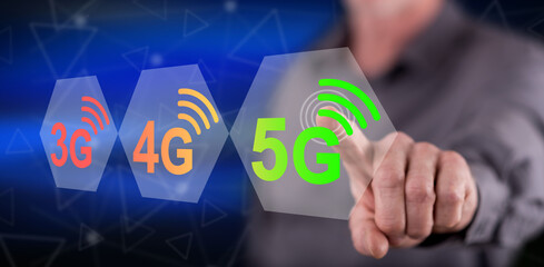 Man touching a 5g concept