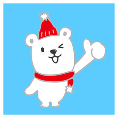 元気なシロクマ　アイコン　イラスト素材