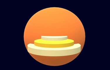 step circle podium orange sun ladder luxury black background