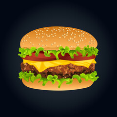 Burger Fast Food Hamburger Vector Cheeseburger Beef Illustration