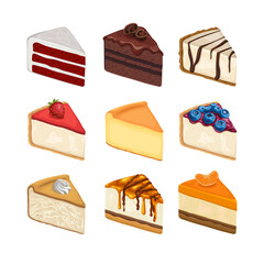 Cake Sweet Food Dessert Vector Set Illustration