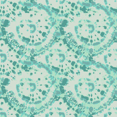 Vector Seamless Tie and Dye Texture. Ethnic Pattern. Geo Psychedelic Ornament. Baby Blue Mottled Design. Graphic Texture. Blue Tie Dye Rug. Watercolor Background. Bleached Textile.