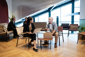 Fototapeta premium Business team working project discussion on new project,Successful business team sitting in office and planning work.