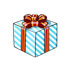 Gift box drawing style isolated vector. Drawn object for your work.