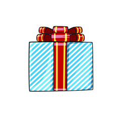 Gift box drawing style isolated vector. Drawn object for your work.