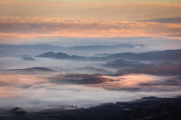 Late autumn views from the highest peak of the Karkonosze Mountains - Śnieżka.