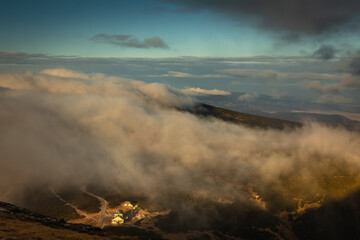 Late autumn views from the highest peak of the Karkonosze Mountains - Śnieżka.