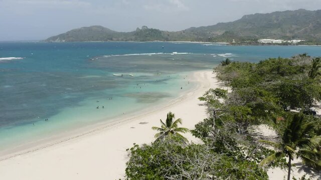 Beautiful Blue Waters And White Sand Of Playa Teco Maimon Beach In Puerto Plata Dominican Republic - aerial shot