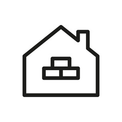 Home building isolated icon, house and bricks vector icon with editable stroke