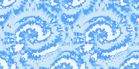 Vector Dye Effect Seamless. Ethnic Abstract. Floral Psychedelic Ornament. Blue Tonal Pattern. Abstract Pattern Print. Baby Blue Tie Dye Batik. Watercolor Textile Print. Tie Dye Wash.