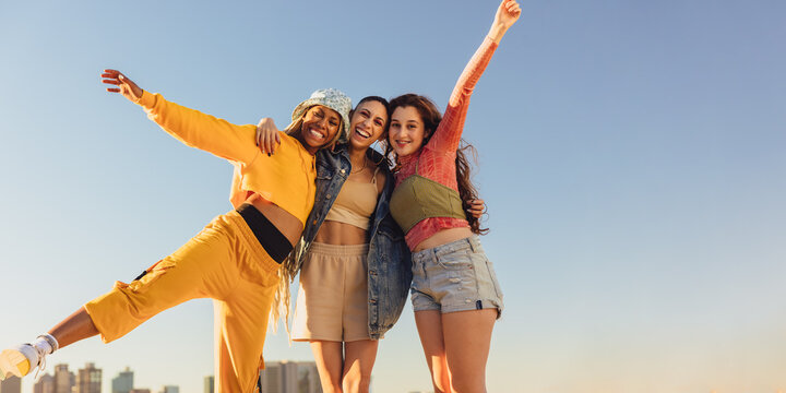 Female friends enjoying being together outdoors