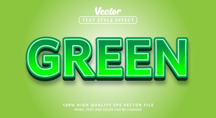 Editable text effect, Green text on modern soft light color style
