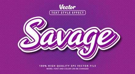 Editable text effect, Savage text on comic color layered style