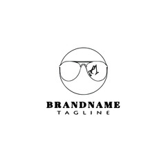 broken sunglasses logo cartoon icon design template black isolated illustration