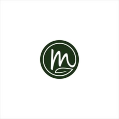 letter m logo vector template leaf