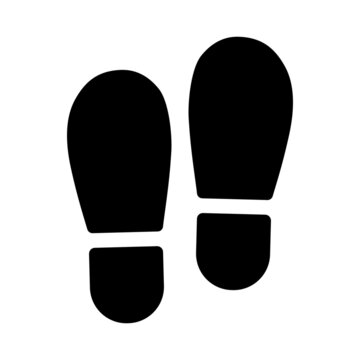 Vector high quality male shoes footstep prints black icon isolated on white background. Crime and investigation concept illustration