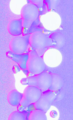 Minimalistic stylized 3d render scene. Creative abstract light bulbs background  .
