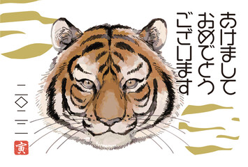 年賀状2022 寅年【F-07】横タイプ はがきサイズ