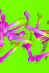 Minimalistic stylized 3d render scene. Creative abstract colorfull bones wallpaper.