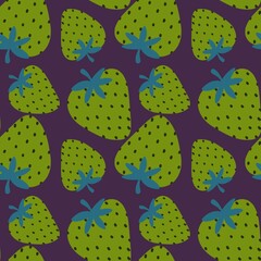 Simply seamless fruit pattern with strawberry and flowers for fabrics and textiles