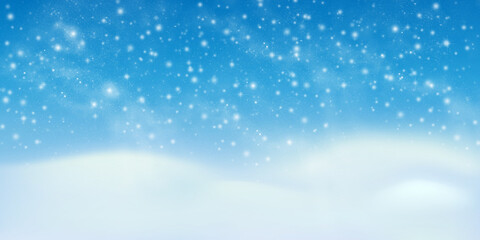 Fototapeta premium Winter snowy background, horizontal banner