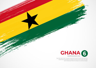 Flag of Ghana with creative painted brush stroke texture background