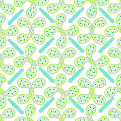 Seamless vector pattern. Abstract pattern in blue and green colors on a white isolated background. Paisley patterns. 