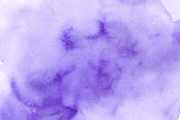 Hand-drawn watercolor abstract background, airy texture in purple.