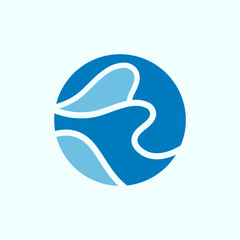 Abstract blue round wave design element for identity, icons and symbol. Vector © RODIYAH