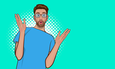 surprised young man in glasses looking wondering for somthing