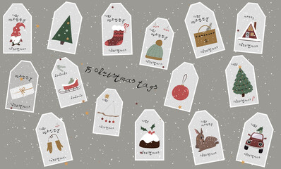 Set of vintage Christmas tags from New Collection. Vector