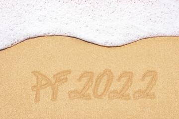 Tropical beach New Year background.