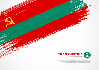 Flag of Transnistria with creative painted brush stroke texture background