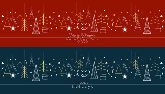 Merry Christmas, Happy Holidays 2022 set.	