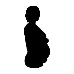 Black silhouette of a pregnant woman. 