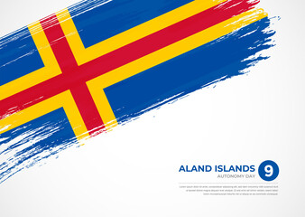 Flag of Aland Islands with creative painted brush stroke texture background