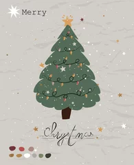 Vintage Christmas poster from New Collection. Cozy Christmas Tree Scandinavian style. © tari767