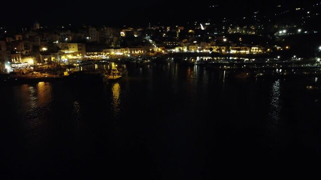 Drone footage of Mondello's harbor in Sicily from the yacht 3