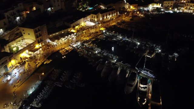 Drone footage of Mondello's harbor, in Sicily from the yacht 2