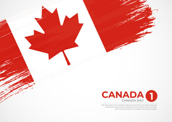 Obraz premium Flag of Canada with creative painted brush stroke texture background