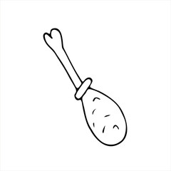 illustration. A hand-drawn drawing of a fried chicken leg. Doodle style. Fast food. Cartoon sketch. Design of menus, signage, shop windows, greeting cards, posters, wallpapers