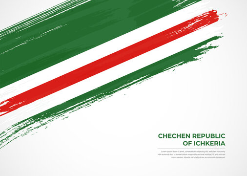 Flag of Chechen Republic of Ichkeria with creative painted brush stroke texture background